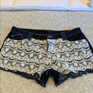 AQUA jean shorts with lace front